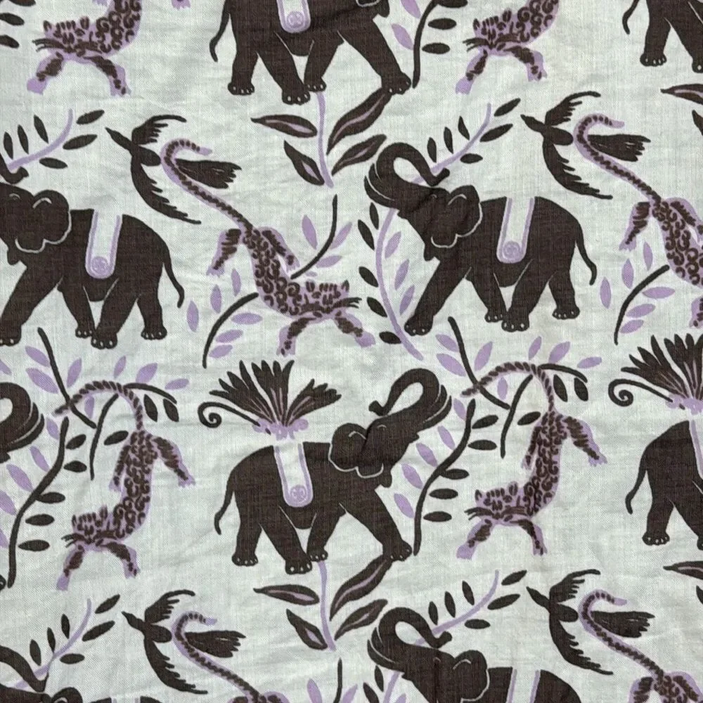 Tory‎ Burch Women’s Long Sleeve Tie Front Cotten Elephant Print Blouse size 8